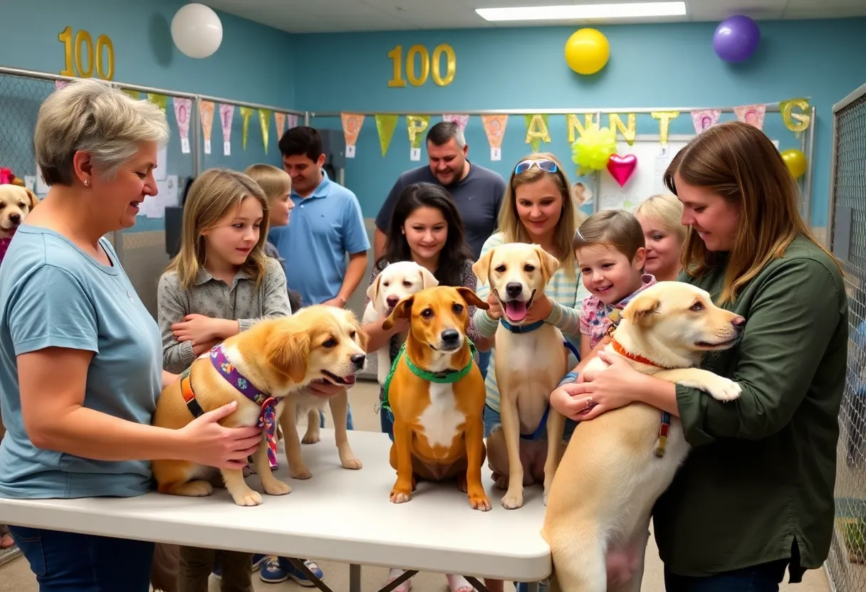 Families at Baltimore County Animal Services event adopting pets
