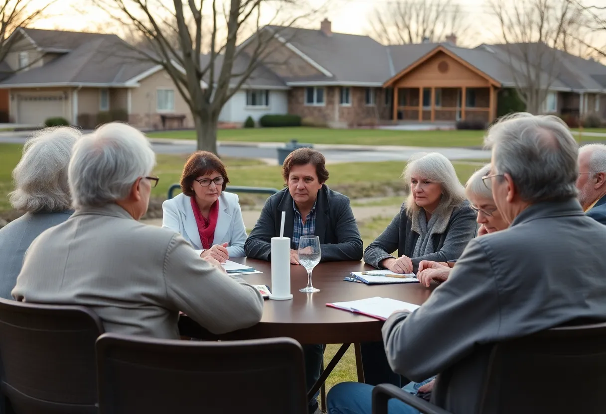 Residents of Middle River discussing the warehouse development concerns.