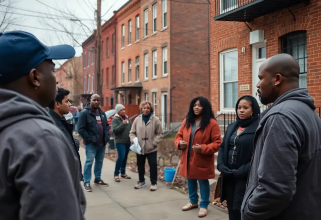 Community members discussing safety initiatives in Baltimore
