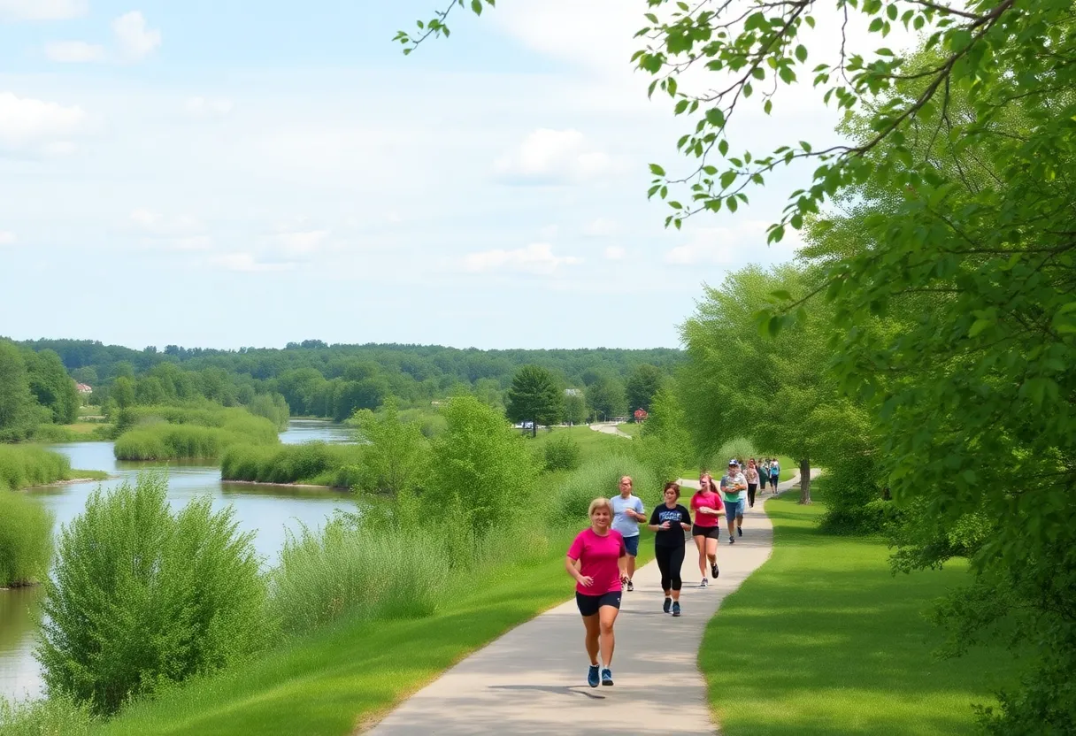 Runners enjoying the Conestoga River Trail during the launch of the Altra B3 Distance Series