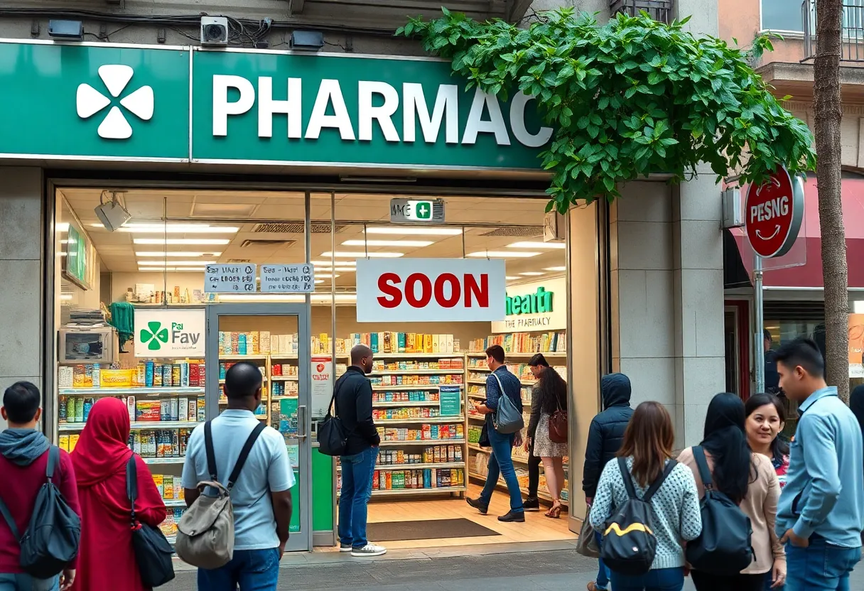 CVS pharmacy storefront with a closing sign