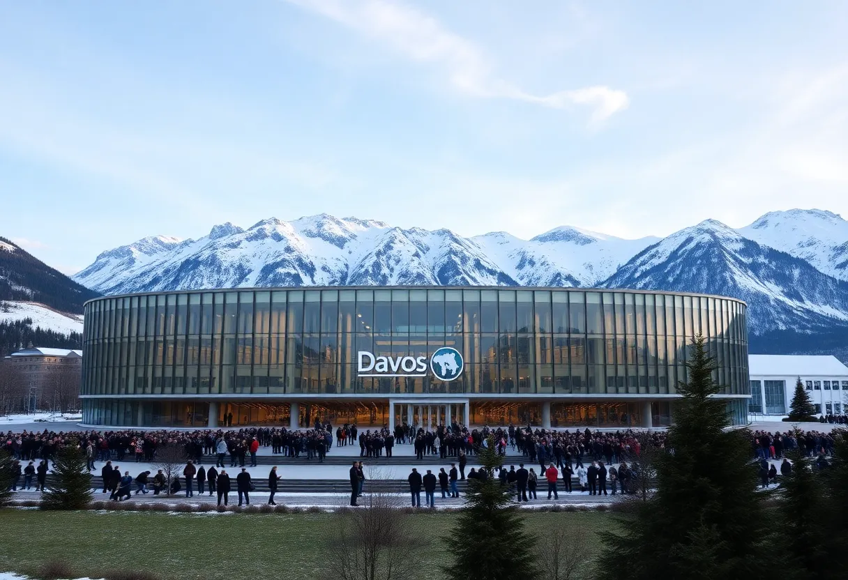 A panoramic view of the Davos Congress Center during the World Economic Forum.