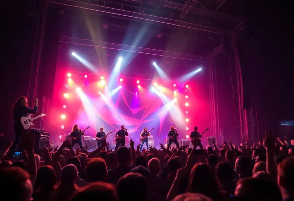 Heavy metal concert crowd enjoying the Decibel Magazine Tour performance