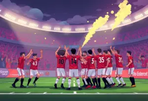 Celebration of Denver Broncos after winning a playoff game