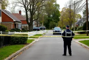 Investigation scene following a double stabbing in Owings Mills, Maryland