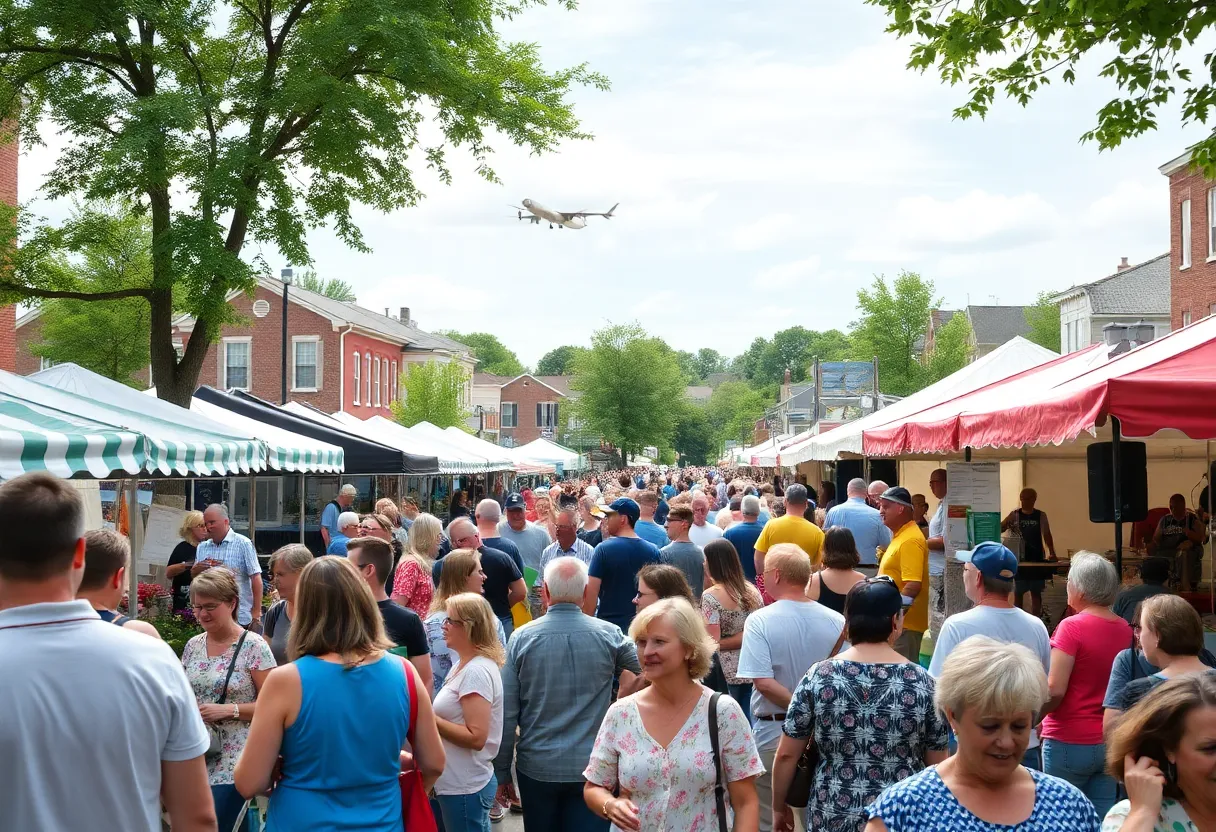 People participating in local events in Ellicott City, Maryland