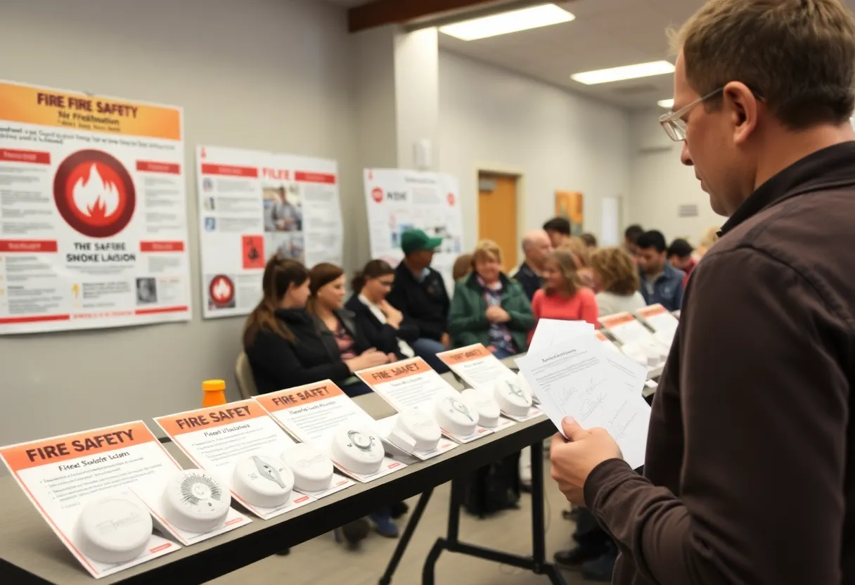 Community members engaging in fire safety education activities.