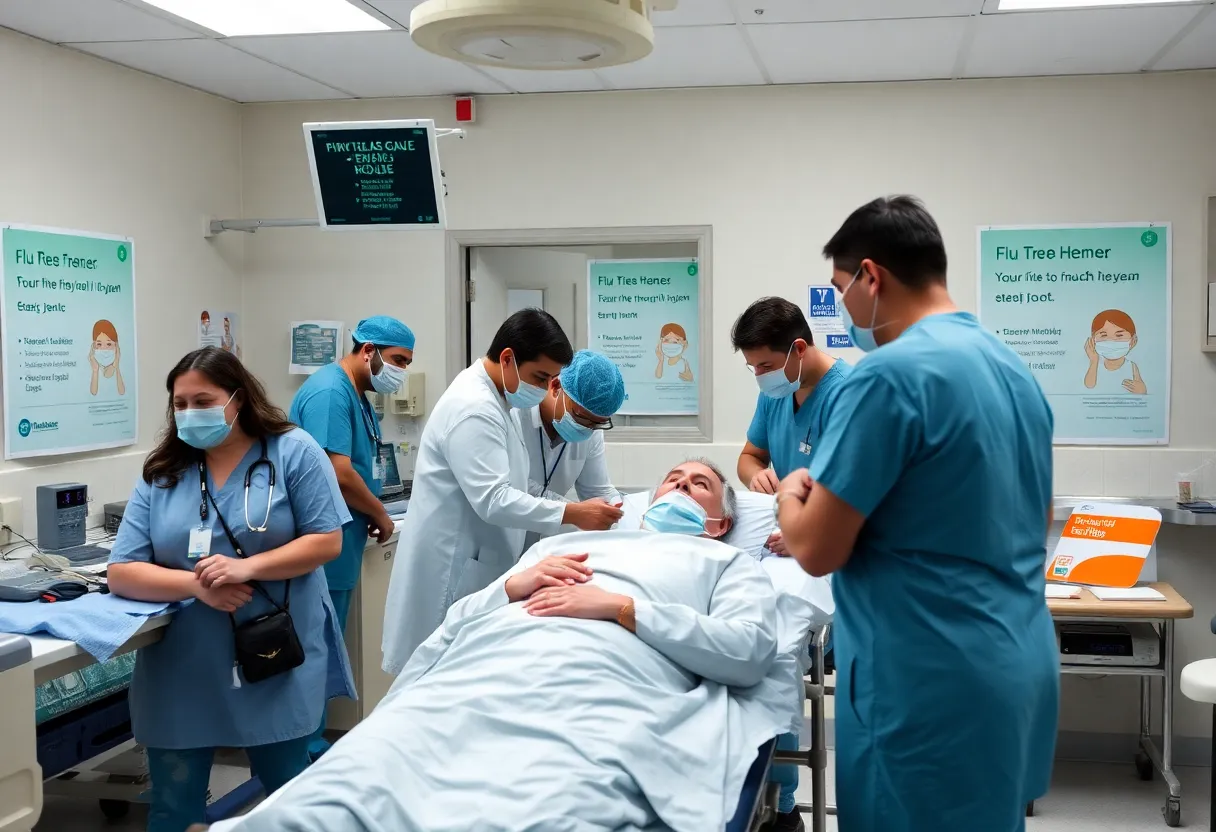Emergency room staff assisting patients during a flu outbreak