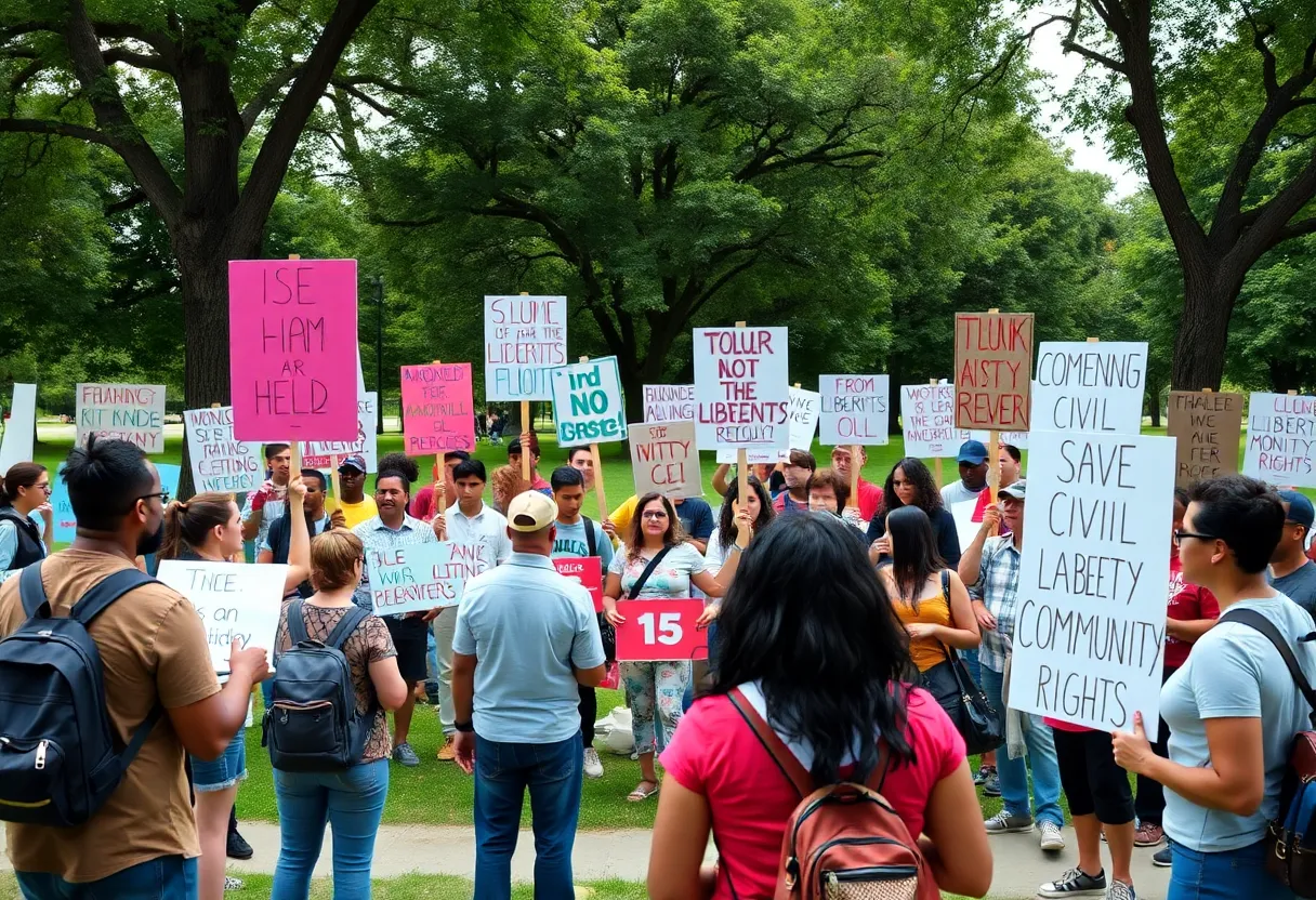 Protesters at the Free America Walkout in Patterson Park, Baltimore.