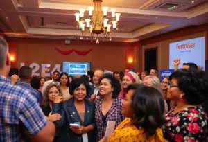 Crowd attending a fundraising event for a political campaign