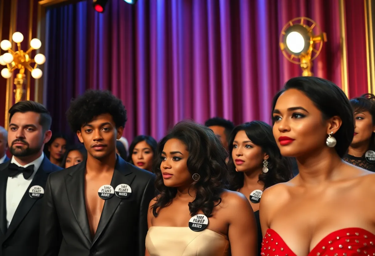 Celebrities at the Golden Globes wearing anti-ICE protest pins