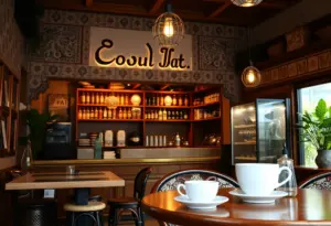 Interior of Haraz Coffee House showcasing Yemeni coffee drinks