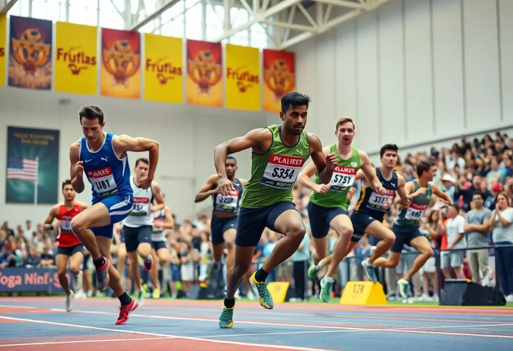 Indoor track and field athletes competing at Hereford High School championships