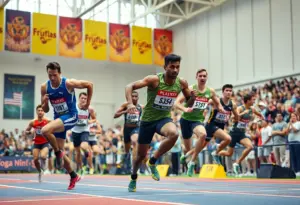 Indoor track and field athletes competing at Hereford High School championships
