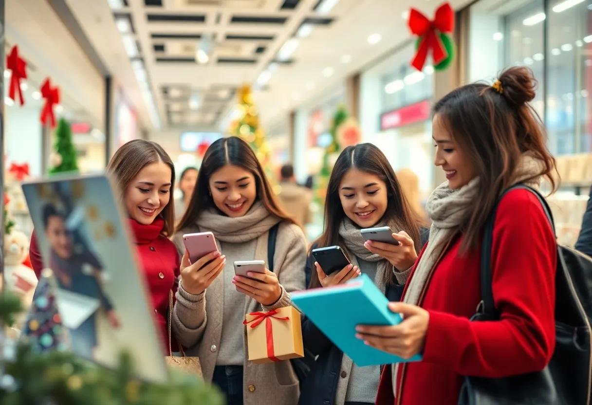 Consumers engaging in online shopping during the holiday season