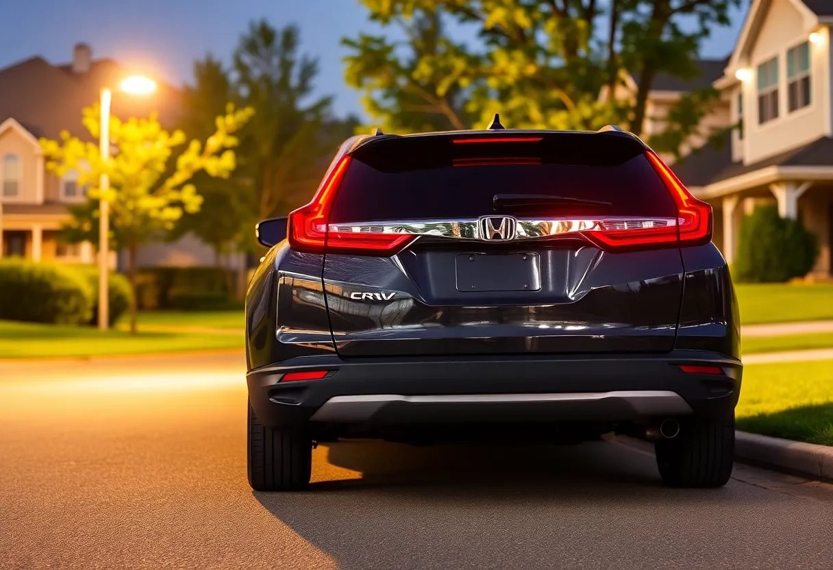 Honda CR-V surrounded by security cameras in a well-lit area