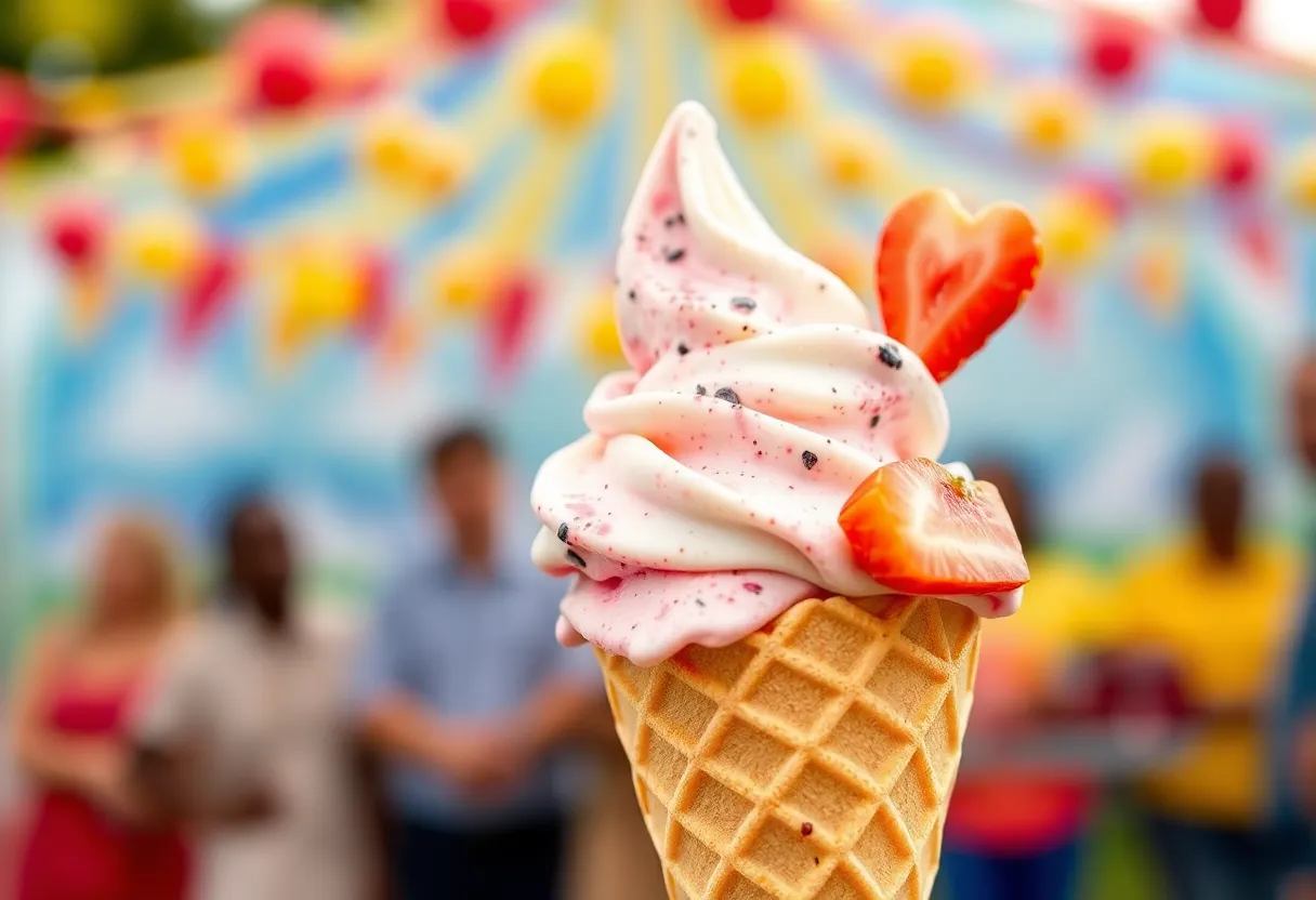 Colorful ice cream cone with fruits highlighting joy in a healthy lifestyle