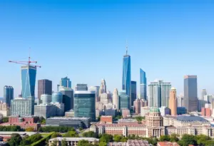 City skyline showcasing modern construction and development.