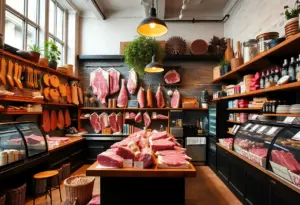 Interior of John Brown's General and Butchery showcasing fresh meats and artisanal products.