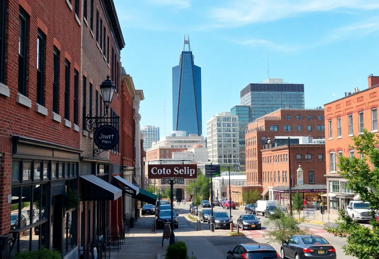 Baltimore cityscape with business signs, representing startup challenges in Maryland.