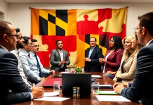 Professionals discussing Maryland Chamber of Commerce legislative priorities
