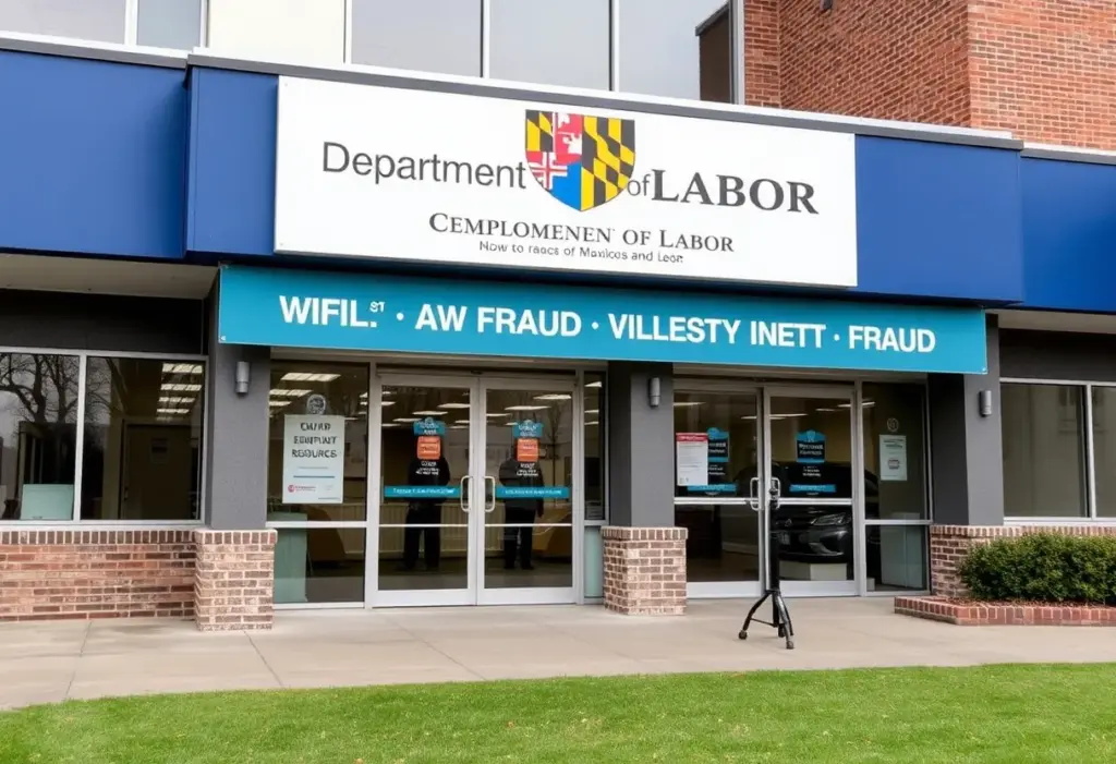 Exterior view of the Maryland Department of Labor office representing employment resources.