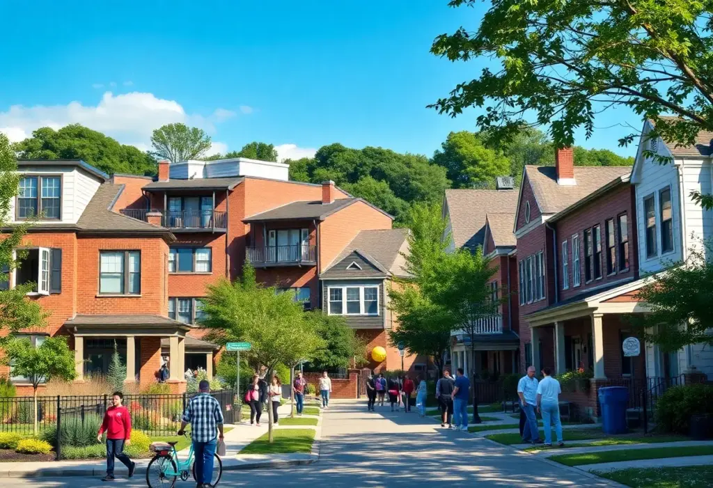 A diverse community showcasing modern and traditional housing in Maryland.