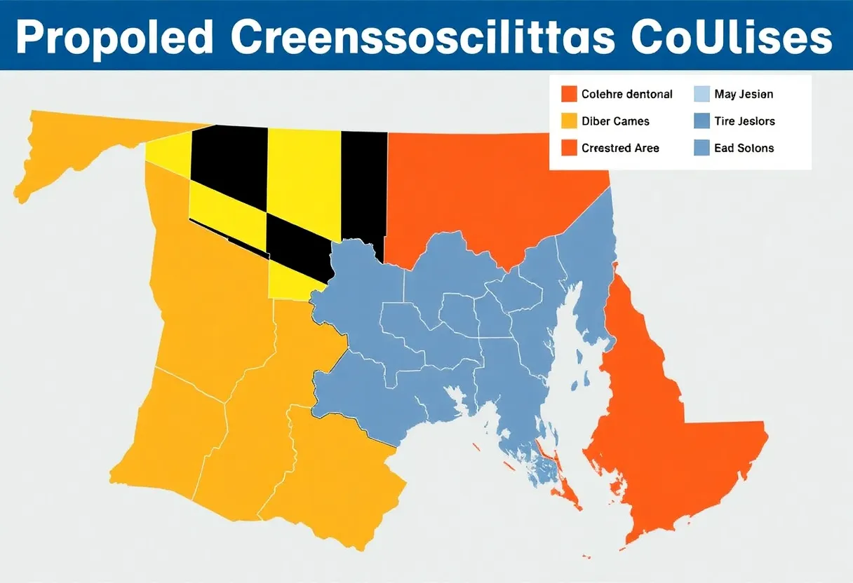 Map illustrating the congressional redistricting proposal in Maryland