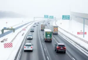 Heavy traffic on Maryland highways during winter weather conditions