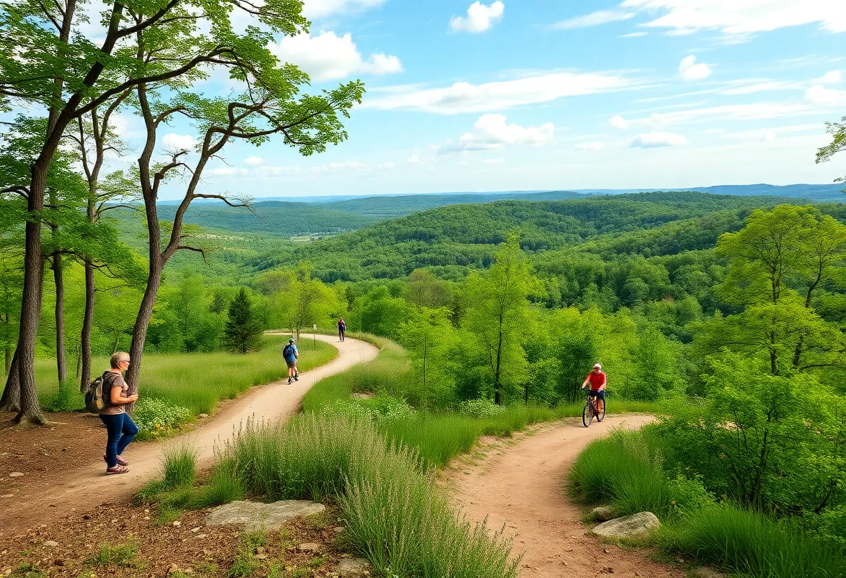 Group of hikers on a trail in Maryland state parks