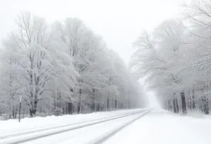 Snow-covered landscape in Maryland during a winter storm