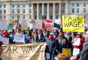 Workers rallying for minimum wage increase in Annapolis