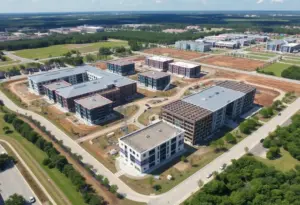 Aerial view of Mitchell Business Park construction site in Florida