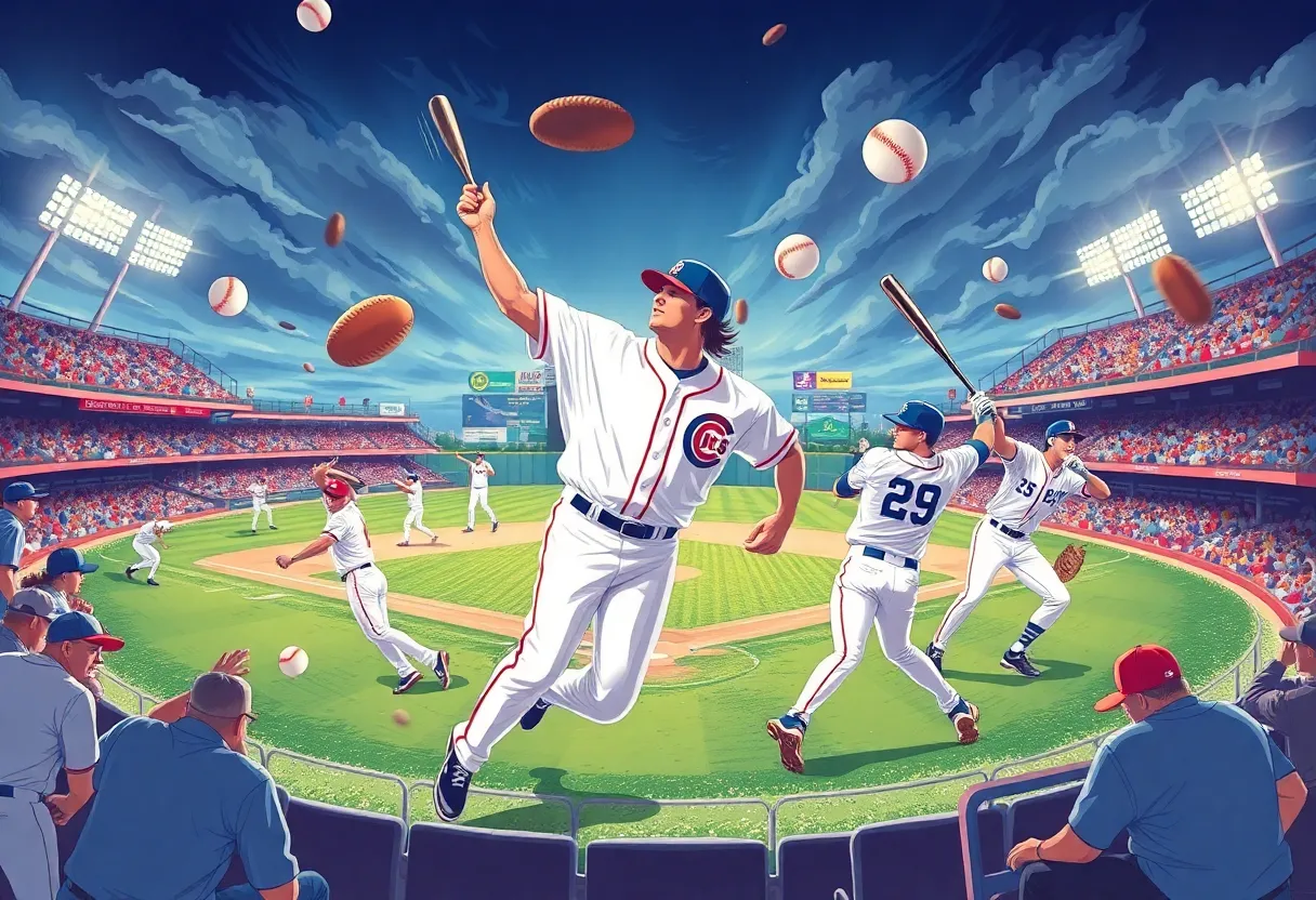 Illustration depicting the excitement of Major League Baseball offseason trades.
