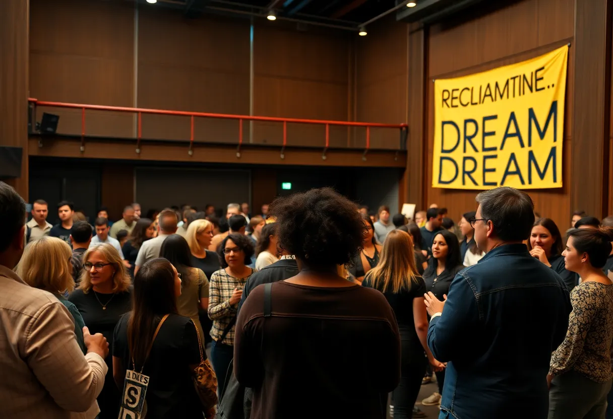 Community members at the Martin Luther King Jr. Celebration discussing justice and equity.