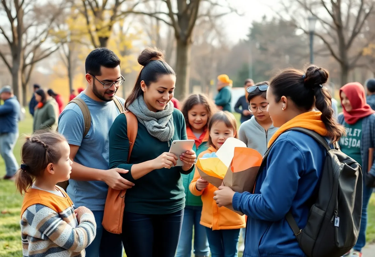 Community members participating in service activities during MLK Day.
