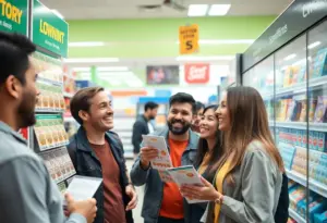 Lottery ticket display in a grocery store in Montgomery County.