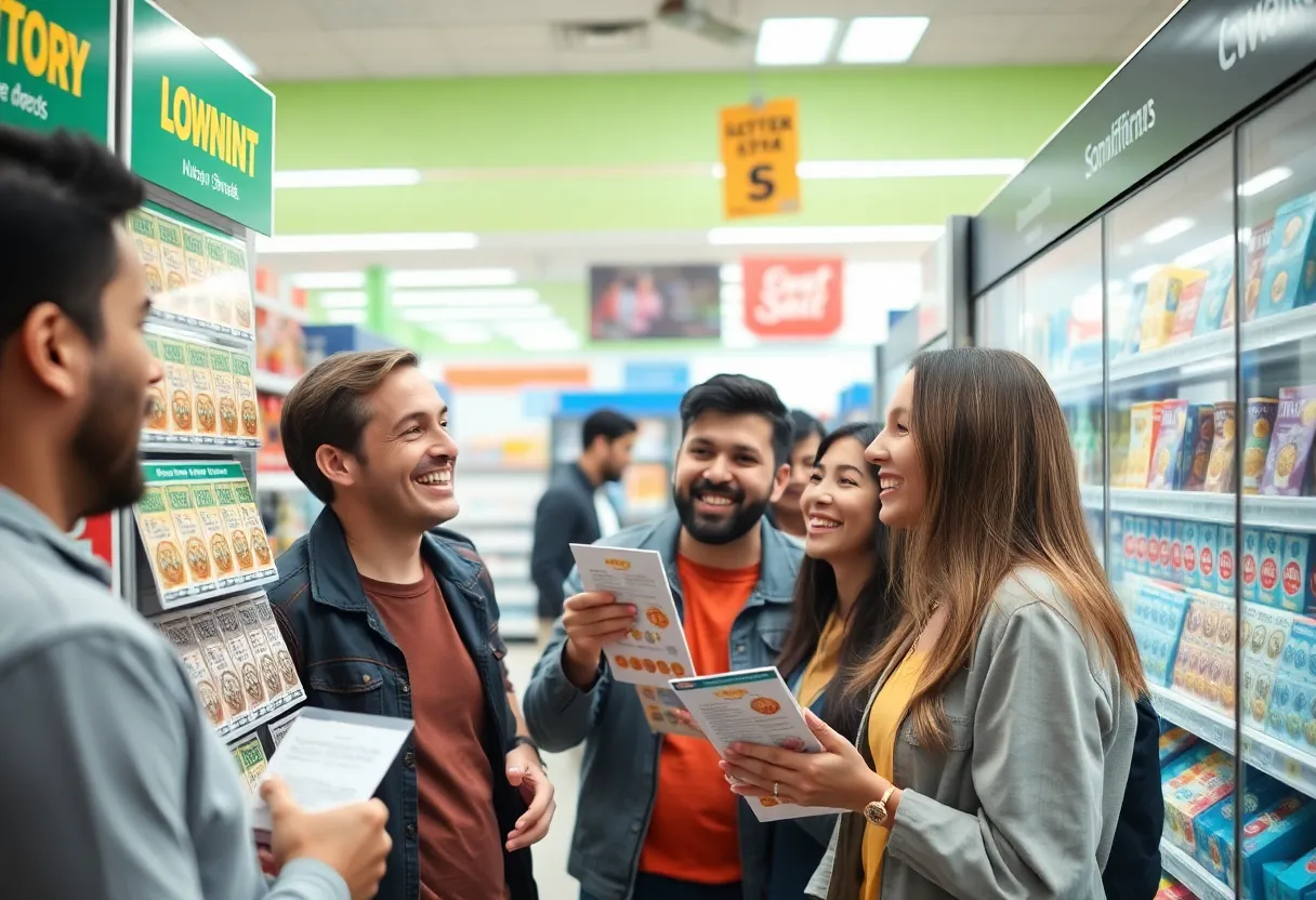 Lottery ticket display in a grocery store in Montgomery County.