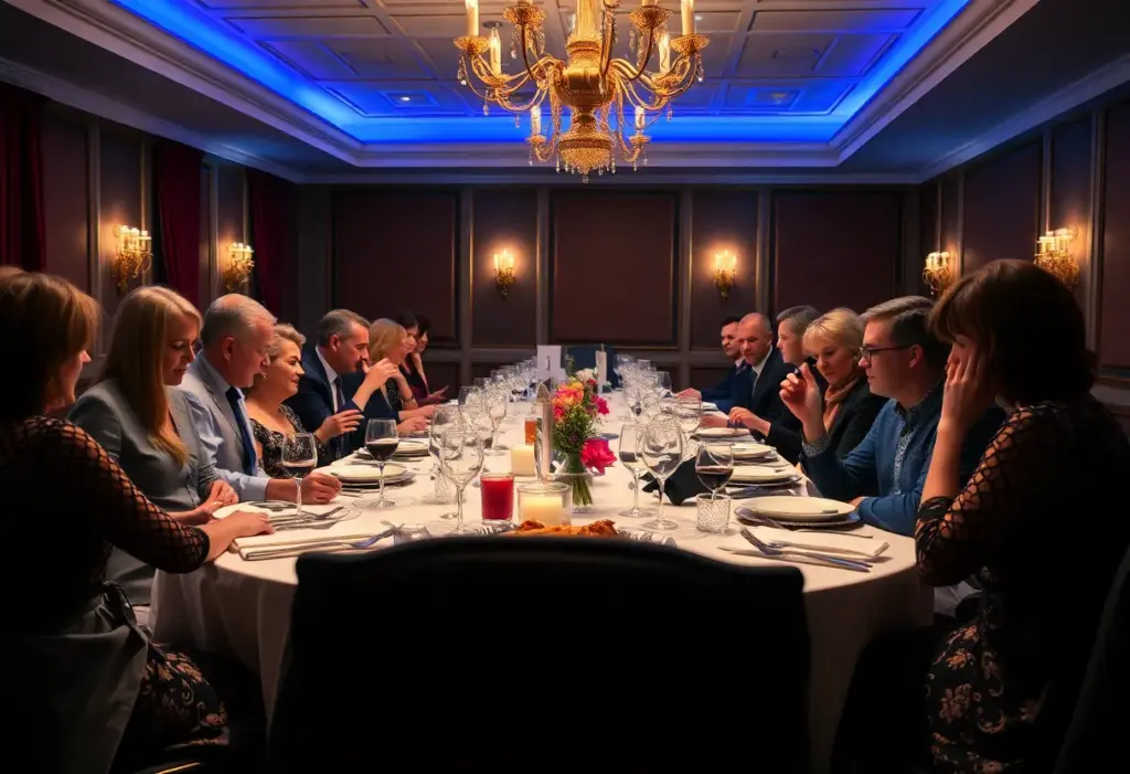 Guests enjoying a murder mystery dinner at Inn at the Colonnade, Lancaster