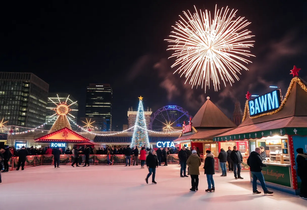 Fireworks at Baltimore's Inner Harbor during New Year's Eve