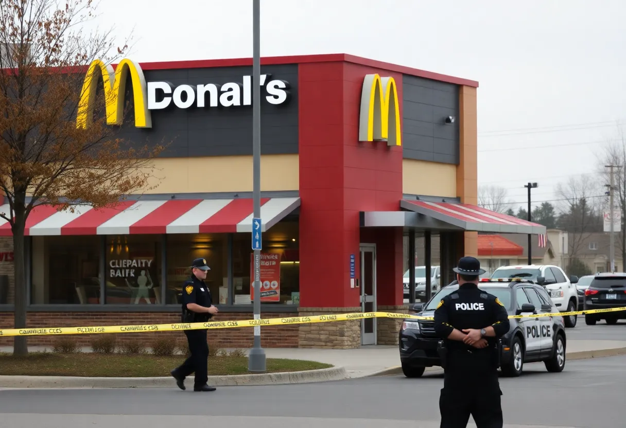 Scene of a shooting outside a McDonald's in Parkville, MD