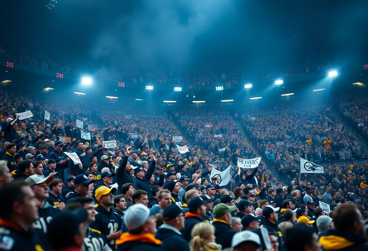 Crowd cheering for Ravens and Steelers at Acrisure Stadium