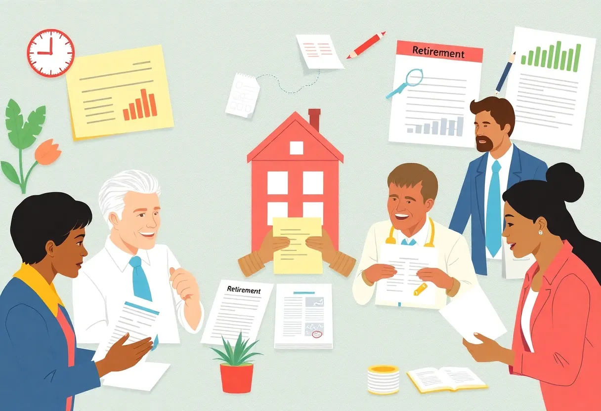 Employees discussing retirement planning strategies