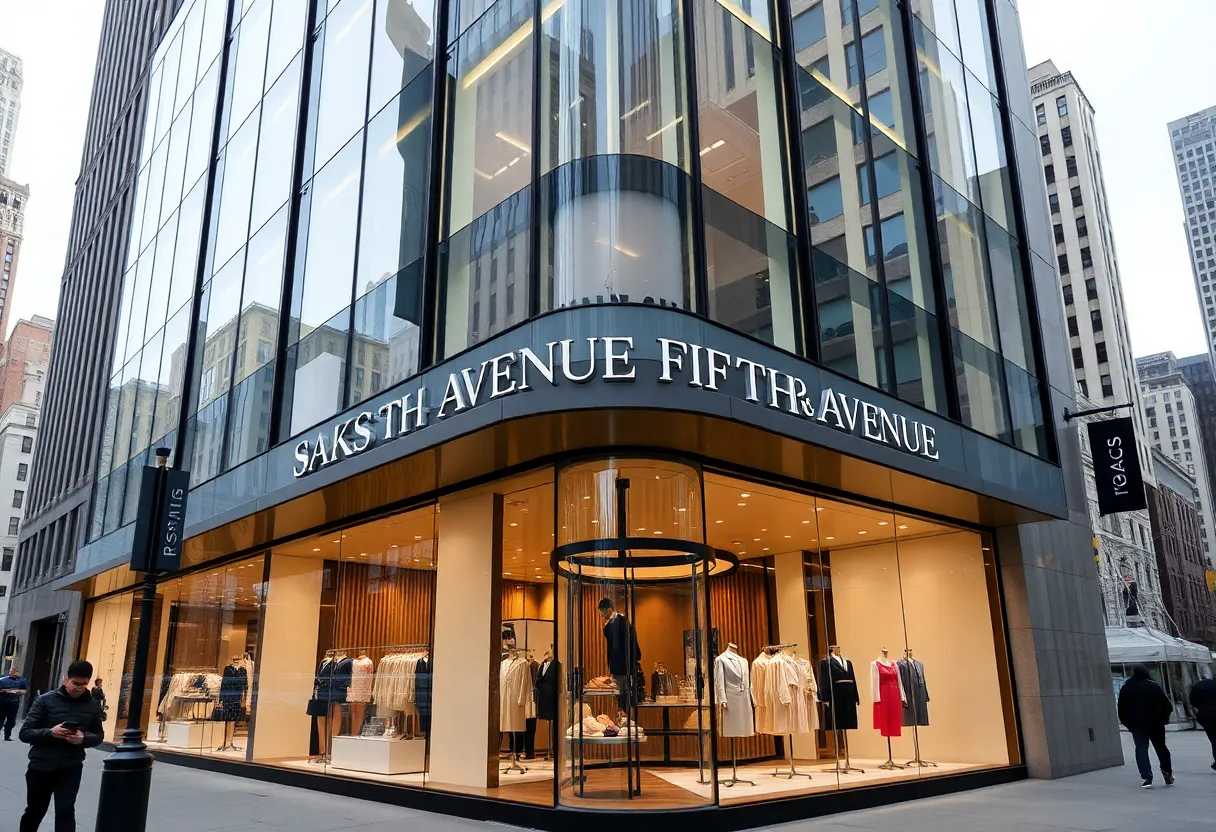 Luxury retail store entrance of Saks Fifth Avenue
