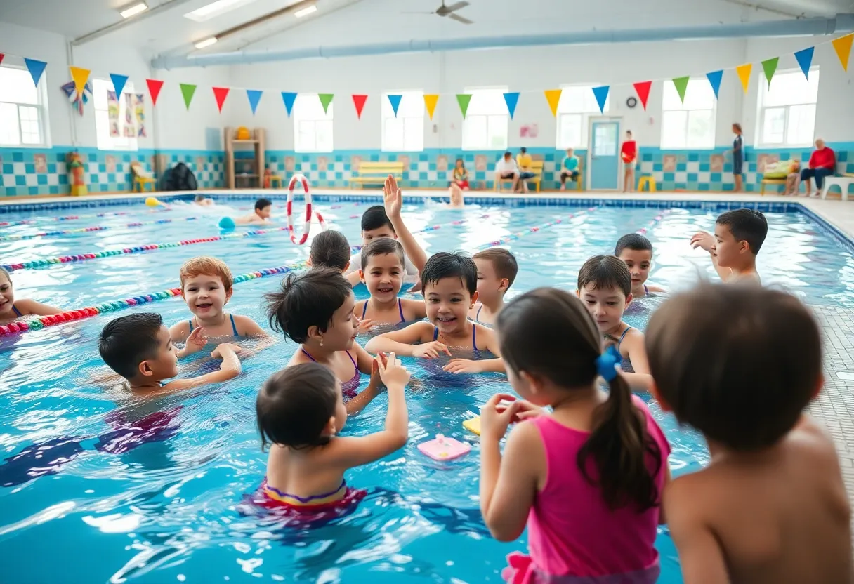 Children participating in fun activities at the swim center