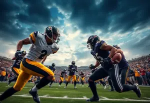 Steelers celebrating their victory over Ravens in a football game