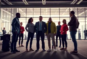 Abstract representation of corporate leadership and growth in athletic apparel