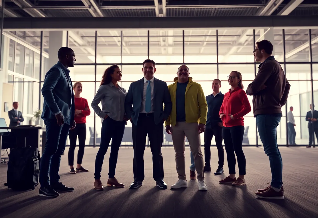 Abstract representation of corporate leadership and growth in athletic apparel