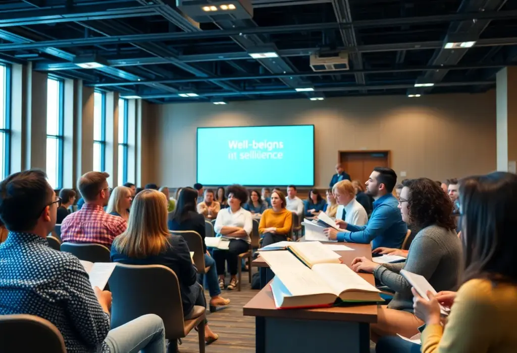 Audience learning about resilience strategies at UMB event