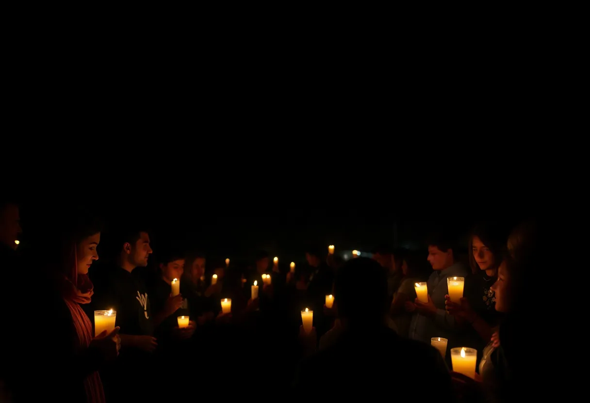 Community members gathered for a candlelight vigil in memory of Detective Paul Hoke.